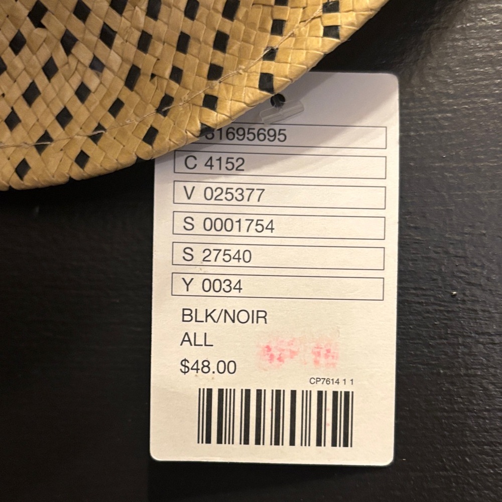 Anthropologie Kids Checkered Straw Hat with Black Ribbon - Picture 3 of 3